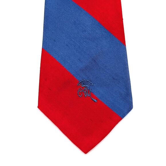 Vintage Countess Mara Tie Slubbed Silk Diagonal Stripe Shantung MCM Made in USA - Picture 2 of 8